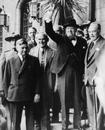 C. G. Power, C. D. Howe, Winston Churchill, and Mackenzie King in Quebec, Canada, circa 14 Sep 1944