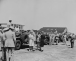 George Marshall with his wife Katherine and Dwight Eisenhower with his wife Mamie, Washington National Airport, Arlington, Virginia, United States, 18 Jun 1945