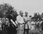 US President Harry Truman decorating General Dwight Eisenhower with the Distinguished Service Medal, Washington DC, United States, 18 Jun 1945, photo 1 of 6