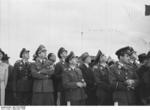 German leaders Albert Speer, Erhard Milch, and Adolf Galland at a conference, possibly reviewing a new aircraft, Germany, 5-7 Sep 1943