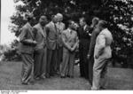 Goebbels speaking to workers, Berlin, Germany, 1 Jul 1937