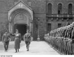 Greiser at the inauguration ceremony as the Gauleiter of Reichsgau Posen, 4 Nov 1939, photo 1 of 4; Interior Minister Wilhelm Frick and Artillery General Walter Petzel also present