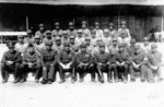 Two unidentified US Army officers, Zhang Lingfu, Bai Chongxi, He Yingqin, Shi Zhongcheng, Qiu Weida, Chen Chuanjun, and Pi Xuanqiu, Nanjing, Feb 1946