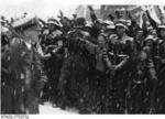 German civilians greeting Chancellor Hitler at the opening ceremony of the IV Winter Olympic Games, Garmisch-Partenkirchen, Bavaria, Germany, 6 Feb 1936