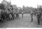 Adolf Hitler reviewing a Nazi Party rally, Braunschweig, Germany, Feb 1931, photo 2 of 2