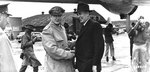 General Douglas MacArthur greeting Australian Prime Minister Joseph Chifley at Atsugi Airfield, Japan, 13 May 1946