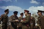 Bernard Montgomery awarding Georgy Zhukov Knight Grand Cross of the Order of the Bath at the Brandenburg Gate, Berlin, Germany, 12 Jul 1945