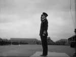 Louis Mountbatten inspecting Royal Navy, British Army, and Royal Air Force personnel at Dundonald Camp, Ayrshire, Scotland, United Kingdom, 1940s