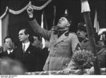 Benito Mussolini speaking at the Piazza del Duomo in Milan, Italy, May 1930