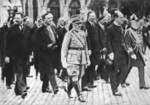 Benito Mussolini, General Diaz, Admiral de Reval, and other Italian leaders at the Tomb of the Milite Ignoto (Unknown Soldier), Rome, Italy, 1922