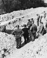 American generals touring Ohrdruf Concentration Camp, Gotha, Germany, 12 Apr 1945, photo 2 of 3