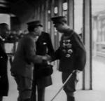 Emperor Showa of Japan greeting Emperor Kangde of puppet state of Manchukuo, Tokyo Station, Tokyo, Japan, 26 Jun 1940