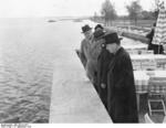 German Ambassador to London Herbert von Dircksen, British Prime Minister Neville Chamberlain, and German Foreign Minister Joachim von Ribbentrop at Lake Chiemsee, Germany, 15 Sep 1938