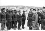 Field Marshal Rommel inspecting Indian troops in German service, Lacanau Océan, France, 10 Feb 1944; also present were Lieutenant General Günther Krappe and Lieutenant General Hermann Meyer-Rabingen