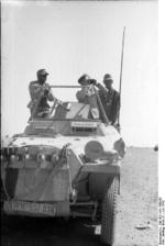 Erwin Rommel and Fritz Bayerlein in the SdKfz. 250/3 command vehicle 