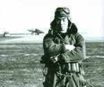 Japanese Navy Petty Officer Saburo Sakai in flight gear, Hankou Airfield, Hebei Province, China, 1939