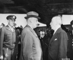 Henry Stimson and James Byrnes, Gatow Airfield, Berlin, Germany, 15 Jul 1945