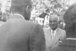 US President Harry Truman arriving at Marine Corps League Convention to apologize for calling USMC 