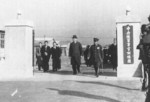 Wang Jingwei and General Ye Peng at a puppet Chinese Army training camp, Wuhan, Hubei, China, Dec 1939, photo 1 of 2