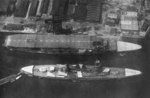 Carrier Akagi and battleship Nagato at Yokosuka Naval Arsenal, Japan, 15 Aug 1930