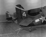 FM-2 fighters secured on the flight deck of USS Anzio, Pacific Ocean, 21 Apr 1945