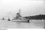 A tugboat guiding Bismarck at Brunsbüttel, Schleswig-Holstein, Germany, 15 Sep 1940, photo 3 of 7