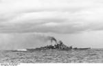 Battleship Bismarck withdrawing from the Battle of Denmark Strait after sinking HMS Hood, 24 May 1941