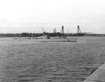 Cachalot leaving the Portsmouth Navy Yard, Kittery, Maine, United States, for a 5,000-mile endurance test, 7 Mar 1934