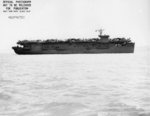 USS Copahee in San Francisco Bay, California, United States, 9 May 1943, photo 2 of 3; note TBD Devastator and PV-1 Ventura aircraft on flight deck