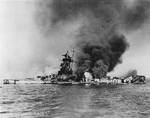 Admiral Graf Spee burning at River Plate just off Montevideo, Uruguay, 17 Dec 1939