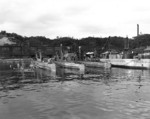 Ha-101, Ha-102, and Ha-104 at Yokosuka Naval Base, Japan, 7 Sep 1945; note five Kairyu submarines on left