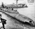 Stern view of USS Harder, Mare Island Navy Yard, Vallejo, California, United States, 7 Feb 1944