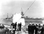 Coast Guard Cutter Mojave saluted President Franklin Roosevelt aboard cruiser Indianapolis, New York Harbor, 31 May 1934