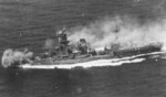 Hybrid battleship-carrier Ise under attack during Battle off Cape Engaño in the Philippine Sea, 25 Oct 1944