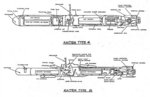 Sketch inboard profile plans of Kaiten Type 4 and Type 10 submarines, 1945