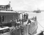 USS Marblehead at Tjilatjap, Java, Dutch East Indies, Feb 1942; note bomb damage