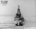 Stern view of USS Mingo departing Mare Island Naval Shipyard, California, United States, 20 Jul 1945