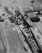 USS Missouri in the Miraflores Locks, Panama Canal, 13 Oct 1945