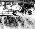 A big wave broke on USS Neosho as she refueled carrier Yorktown, 1 May 1942