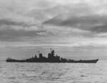 USS New Jersey during a training exercise in the Caribbean Sea area, 26 Oct 1943; photographed from a minesweeper