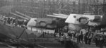 Forward turrets of North Carolina, New York Navy Yard, Brooklyn, New York, United States, 1 Nov 1941; note measure 12 modified camouflage