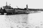 Piranha preparing for salvage operations, Naval Submarine Base New London, Groton, Connecticut, United States, 1967