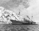 Submarine tender USS Holland off US Territory of Alaska with submarines USS Pollack and USS Porpoise, circa late 1930s