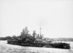 British battleship HMS Prince of Wales leaving Singapore, 8 Dec 1941