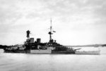 Battlecruiser HMS Repulse leaving the port of Singapore, 8 Dec 1941, two days before she was to be sunk