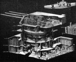 Diagram of a main battery 16-inch gun turret for the South Dakota-class of US battleships