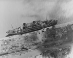 Takasago Maru at port in Tokyo, Japan, 27 Aug 1945, photographed by US Navy aircraft