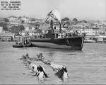 Tang immediately after launch, Mare Island Navy Yard, Vallejo, California, United States, 17 Aug 1943