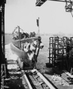 Launch of submarine Tautog at the Electric Boat Company yard at Groton, Connecticut, United States, 27 Jan 1940