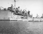 US Navy submarine tender Sperry with submarines Tilefish, Brill, Trepang, Jallao, Spot, and Lizardfish, circa late 1945 to early 1946